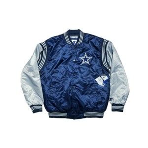 Starter Dallas Cowboys Enforcer Varsity Satin Full-Snap Jacket Bomber Size XL